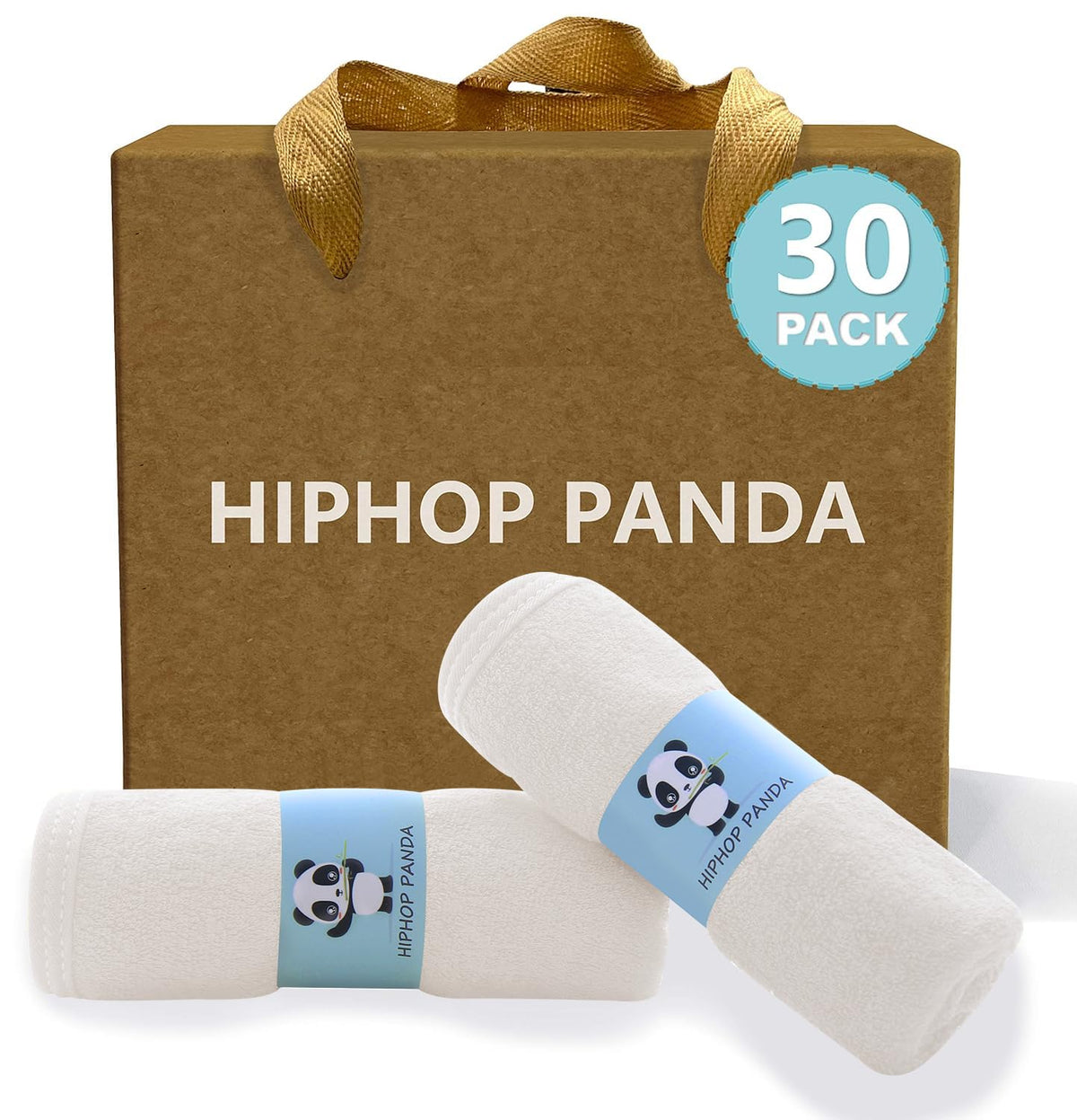 HIPHOP PANDA Soft Baby Washcloths, 2-Layer, 30 Pack Newborn Gift Set