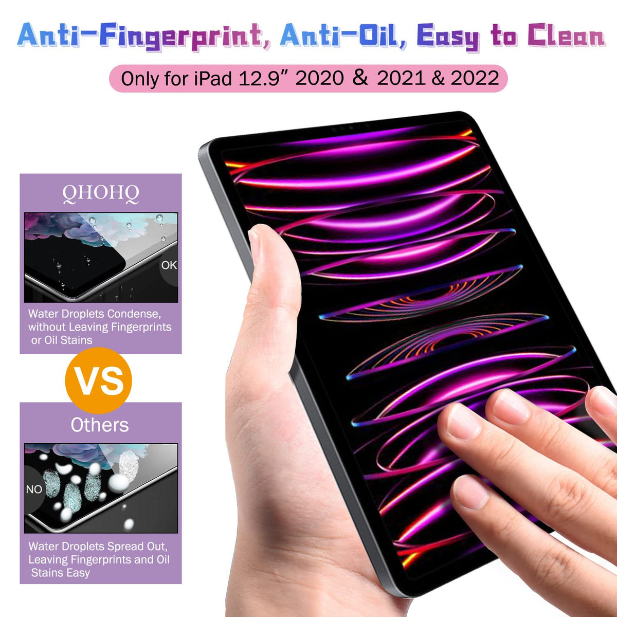 QHOHQ 3 Pack Screen Protector for iPhone 14 Plus 6.7 Inch with 3 Pack Tempered Glass Camera Lens Protector, Ultra HD, 9H Hardness, Case Friendly [Easy to Install Frame]