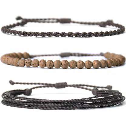 Mezcla Vida Handmade Natural Stone Beaded Healing Bracelet Gift for Men Adjustable Rope String Bracelet