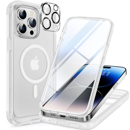 Miracase for iPhone 17e Case & iPhone 16e Case, Full-Body Phone with Built-in Glass Screen Protector, [Magnetic with MagSafe] Military Drop Proof 17 E/ 16 E Cover Bumper 6.1 inch, Black