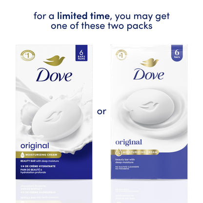Dove Beauty Bar Soap Original 8 Count for Soft, Smooth Skin, with 1/4 Moisturizing Cream 3.75 oz