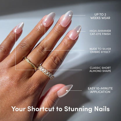 Glamnetic Press On Nails, Short Almond Glossy, Fake Nails 24pc Nail Kit