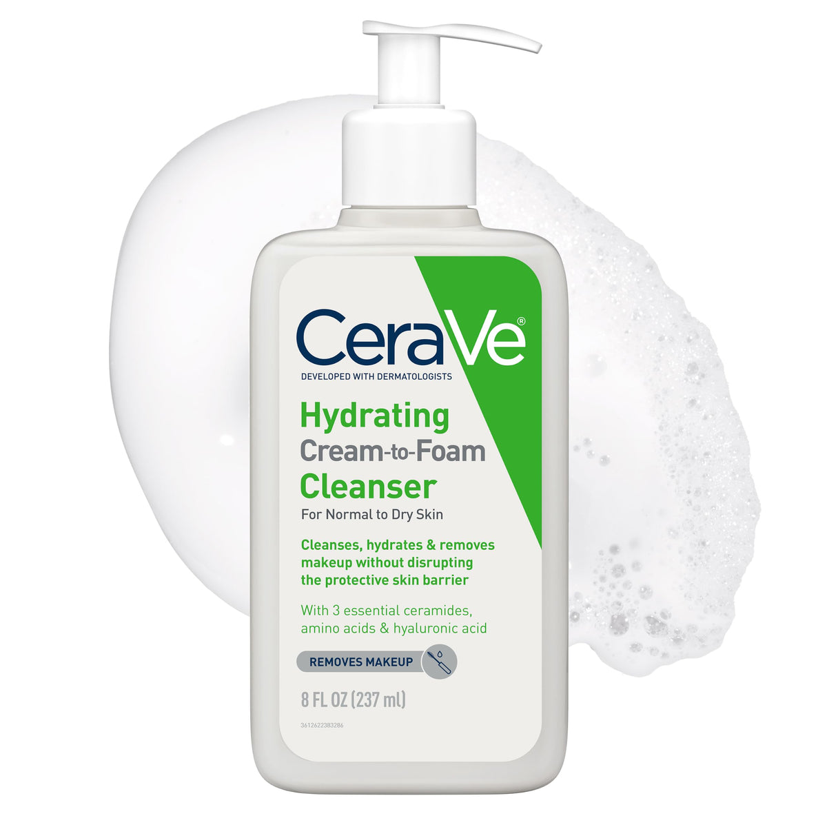 CeraVe Hydrating Cream To Foam Cleanser, Gentle Face Cleanser, 19oz