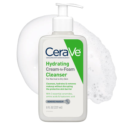 CeraVe Hydrating Cream To Foam Cleanser, Gentle Face Cleanser, 19oz