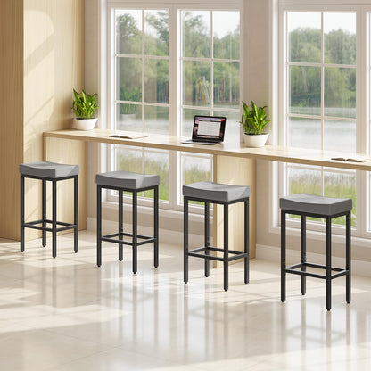HOOBRO Bar Stools, Set of 2 Bar Chairs, Counter Height Stools, Saddle Barstools with Curved Surface, 24.8 Inches, 2.4" Thick Upholstery, for Kitchen, Dining Room, Cafe Black BB10BY01