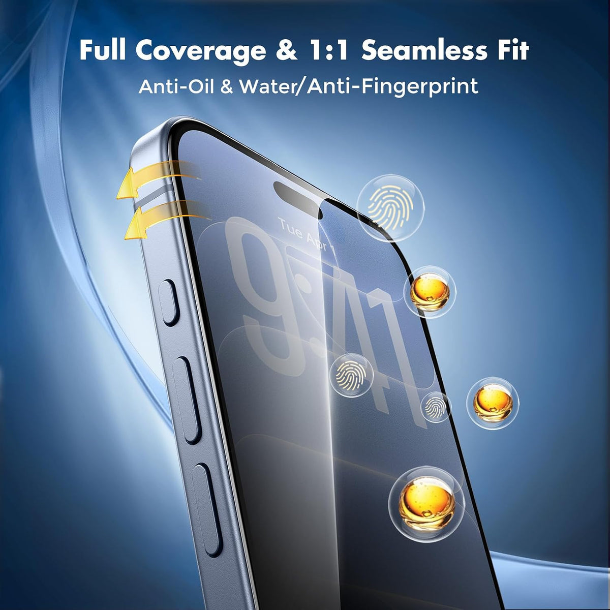 UNBREAKcable Privacy Screen Protector for iPhone 15, Full Coverage