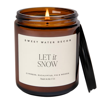Sweet Water Decor Fraser Fir Candle, 9oz Amber Glass Jar, Winter Scent