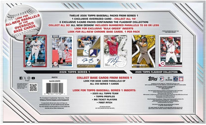 2026 Topps Baseball Series 1 Collection Box – 1 Oversized Base Card per Box + 3 Exclusive 5-Card Flagship Collection Packs