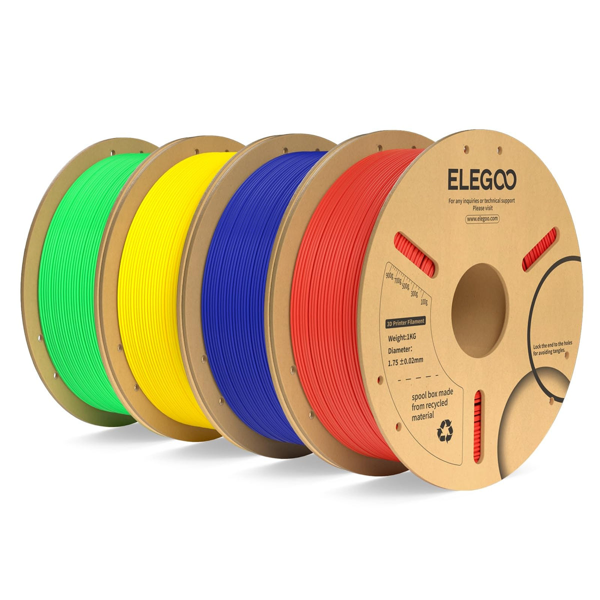ELEGOO PLA Plus 3D Printer Filament 1.75mm White 2KG, Tougher & Stronger