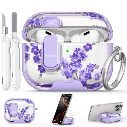 for AirPods Pro 2nd/1st Case (2023-2019)-Purple Bell Flower
