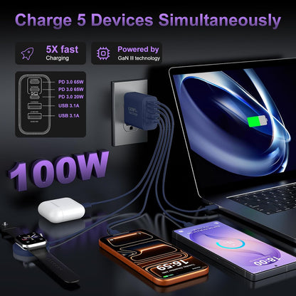 USB C Super Fast Charger Block, 100W USBC Charging Block Wall Plug Adapter
