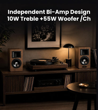 Edifier Airpulse A200T Powered Bookshelf Speakers, 130W RMS, Walnut