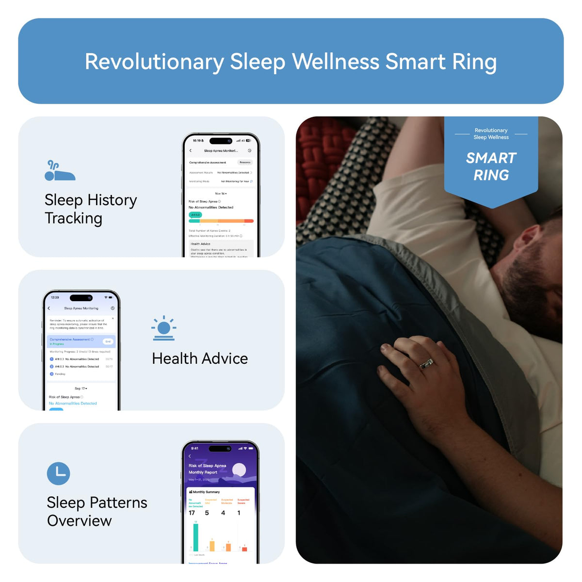 RingConn Gen 2 Smart Ring - Sleep Apnea Monitoring(Black, Size 9)
