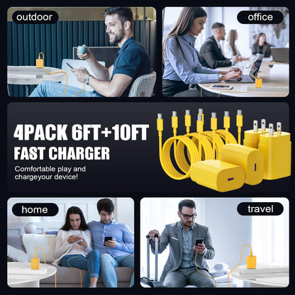 Type C Charger Fast Charging,4Pack 25W Super USB C Fast Charger Block