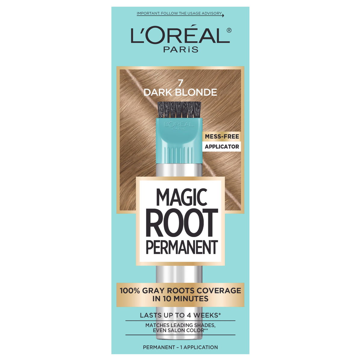 L'Oreal Paris Magic Root Permanent Hair Color Kit, 100% Gray Hair Coverage In Just 10 Minutes, Precision Brush Applicator for Seamless Application, 4 Dark Brown (1 Count)