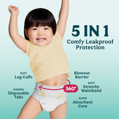 Pampers Diapers - Swaddlers 360° - Size 5, 116 Count, up to 100% Leakproof Comfy Dry Fit, Designed for Easy Changes, Pull On Baby Diaper