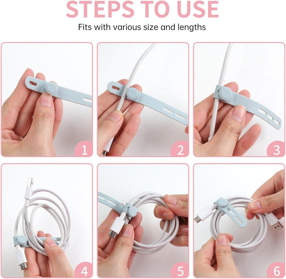 25 Pcs Silicone Cable Ties, Cable Ties Reusable, High Elasticity Cord Wraps for Electrical Cords, Cord Organizer for Earphone, Phone Charger(White)