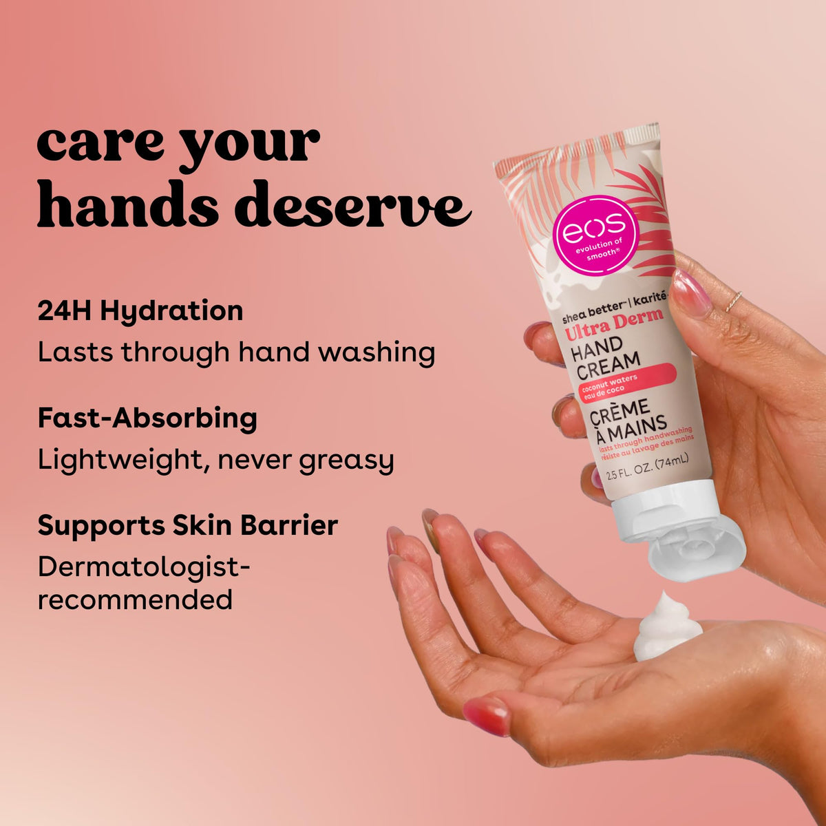 eos Shea Better Hand Cream - Vanilla Cashmere, Instant Hydration, 2.5 oz
