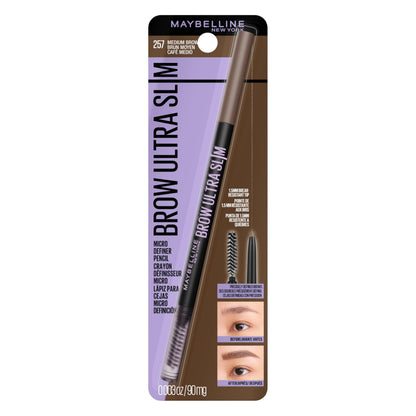Maybelline Express Brow Ultra Slim Eyebrow Makeup, Brow Pencil with Precision Tip and Spoolie for Defined Eyebrows, Soft Brown 255, 1 Count