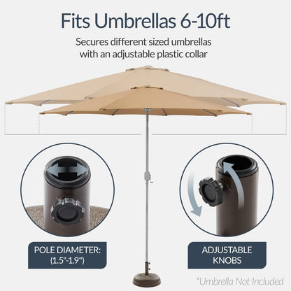 Best Choice Products Fillable Umbrella Base Stand Round Sunburst Plastic Patio Umbrella Base Stand, Pole Holder for Outdoor, Lawn w/ 55lbs Weight Capacity, Adjustment Knob