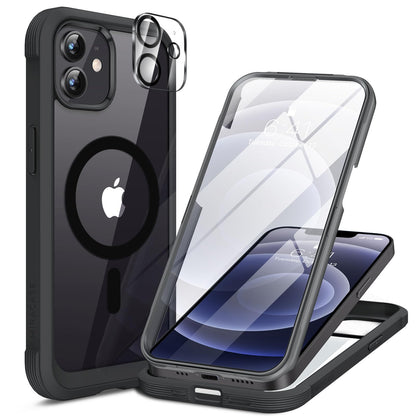 Miracase for iPhone 17e Case & iPhone 16e Case, Full-Body Phone with Built-in Glass Screen Protector, [Magnetic with MagSafe] Military Drop Proof 17 E/ 16 E Cover Bumper 6.1 inch, Black
