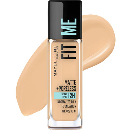 Maybelline Fit Me Matte + Poreless Liquid Oil-Free Foundation Makeup, Sun Beige, 1 Count (Packaging May Vary)