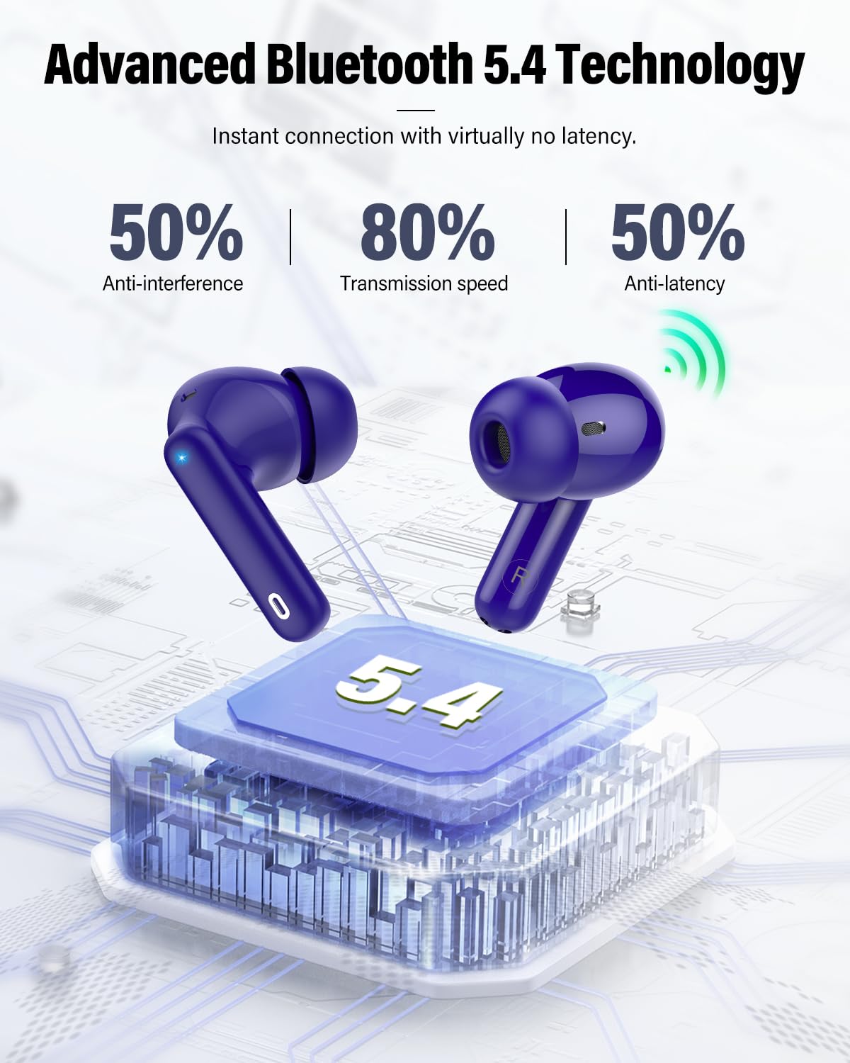 Wireless Earbuds, Bluetooth 5.4 Headphones Bass Stereo/Clear Call,Rose Gold