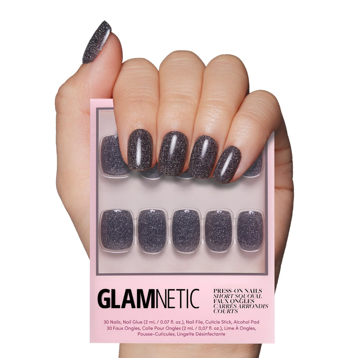 Glamnetic Press On Nails, Short Almond Glossy, Fake Nails 24pc Nail Kit