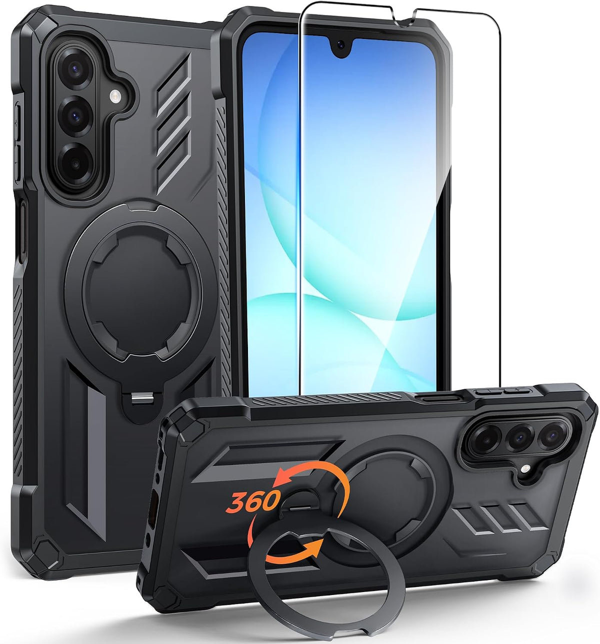 FNTCASE for iPhone 17 Case with 360 Spin Magnetic Stand