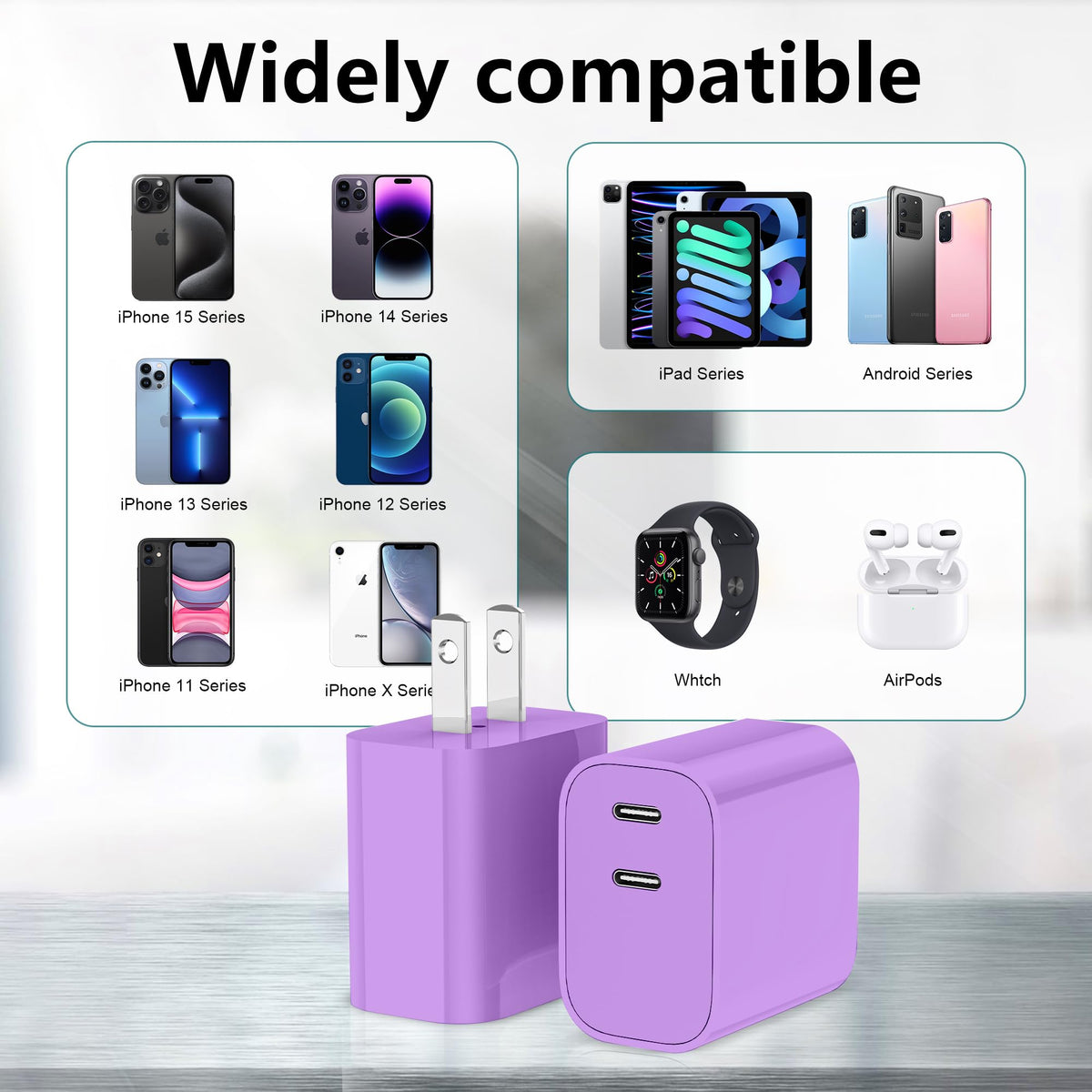 USB C Charger Block 3 Pack, Dual Port 20W Fast Wall Plug