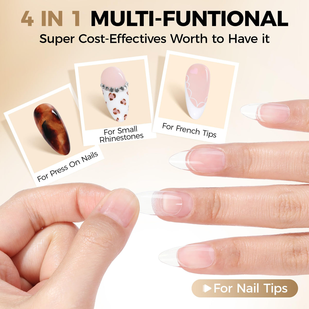 UNA GELLA Short Sharp Square Nail Tips 504pcs X-Soft Flat Square Nails