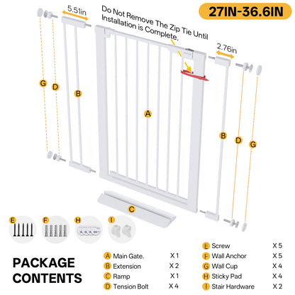 InnoTruth 27-36.6 in Wide Baby Gate for Stairs and Doorways, Black