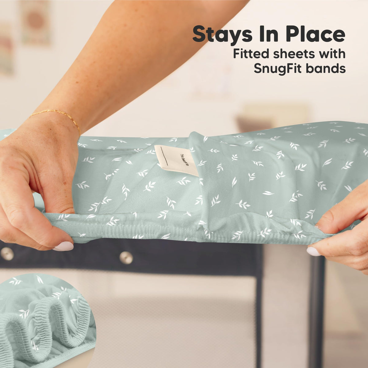 2pk Mini Crib Sheets Fitted 38x26 Pack N Play Mattress Sheet (Bumble Bear)