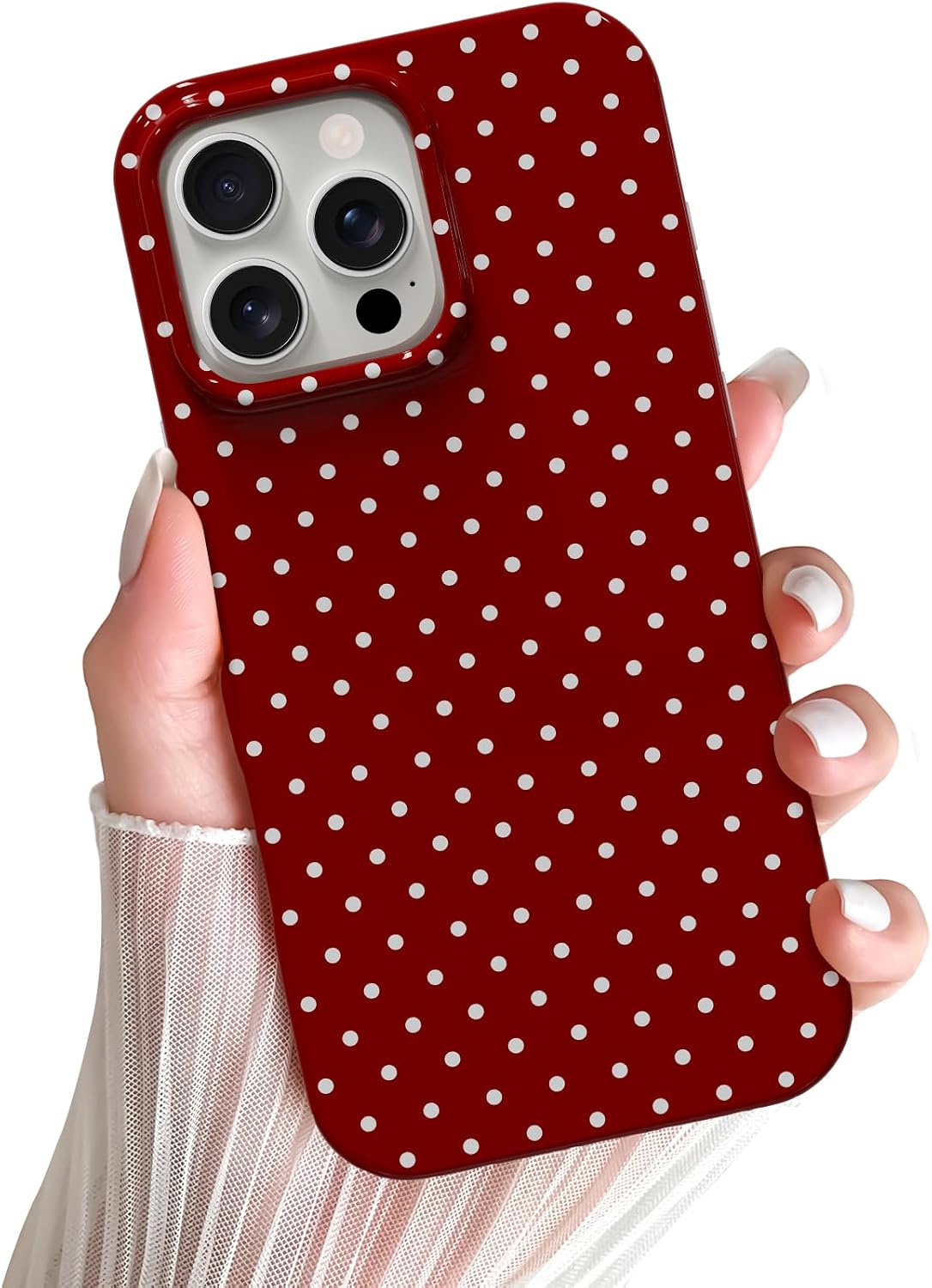 Yeddabox for iPhone 15 Case Cute Polka Dot Phone Case Soft TPU Slim Shockproof Phone Cover for Women Girls, Blue