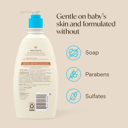 Aveeno Baby Daily Moisture Wash & Shampoo, Tear-Free, 18 fl. oz