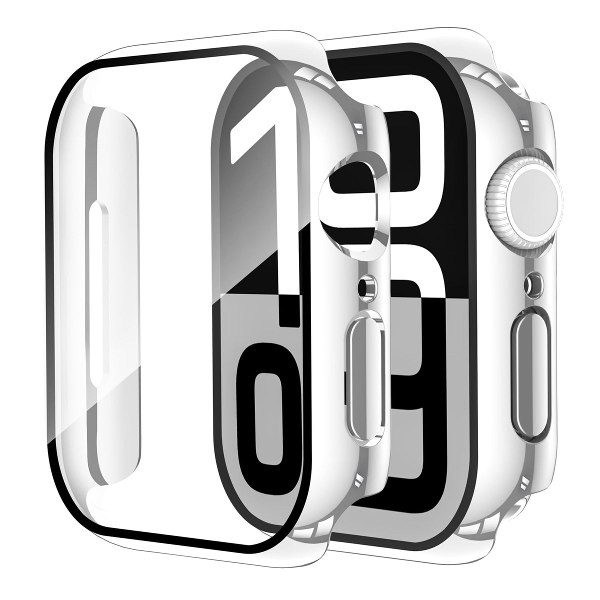 Smiling 2 Pack Case Compatible with Apple Watch Series 9 (2023)/Series 8 /Series 7 45mm with Tempered Glass Screen Protector, Hard PC Case Overall Protective Cover- Starlight