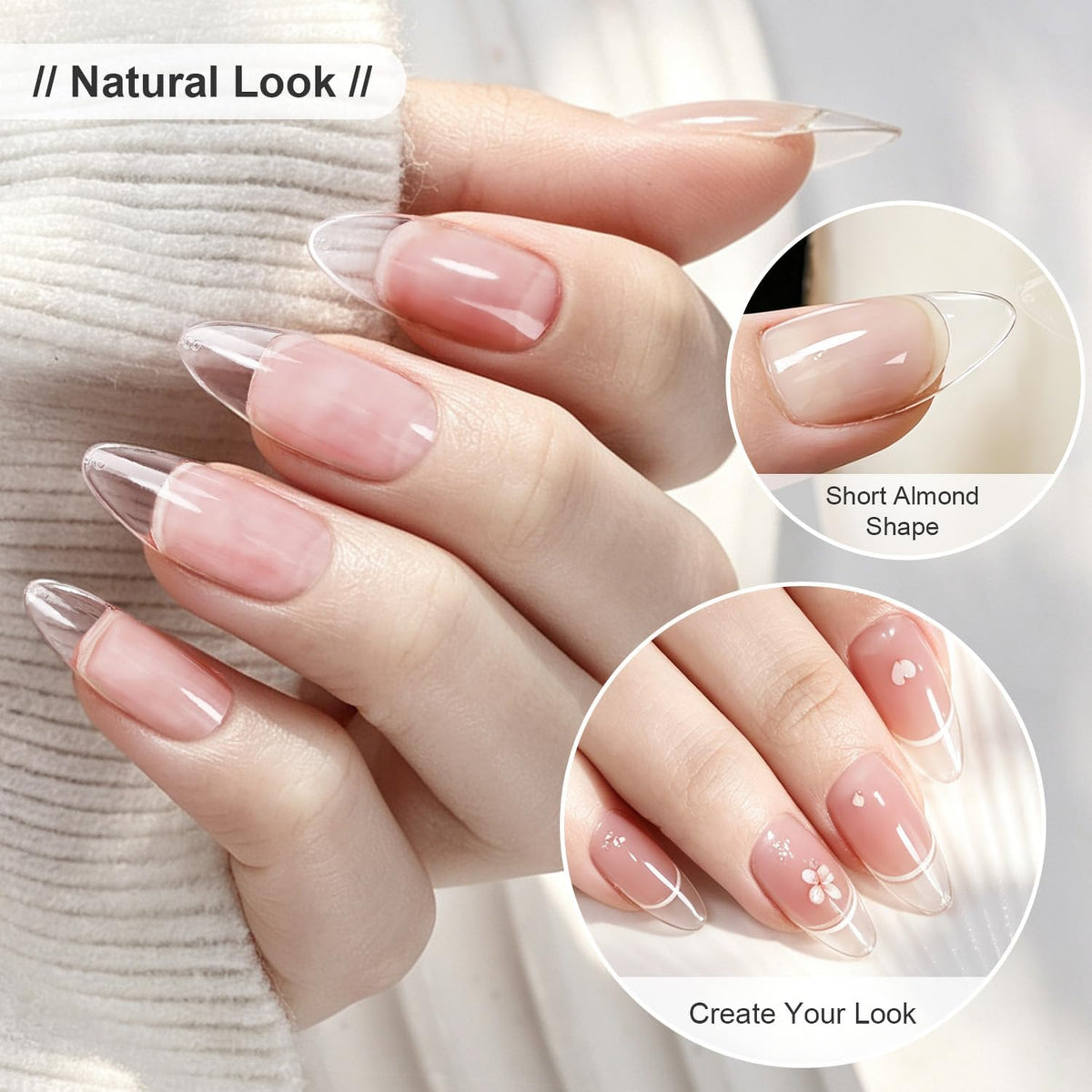 JODSONE Gel Nail Kit,210Pcs BS-74 Short Almond Nail Tips with U V Light