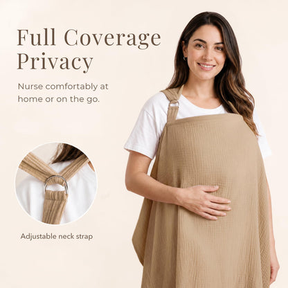 Konssy Muslin Nursing Cover Up for Breastfeeding with Rigid Hoop