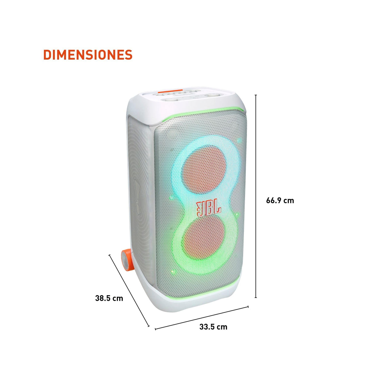 JBL PartyBox Stage 320 - Portable Party Speaker with Telescopic Handle & Wide, Sturdy Wheels, Powerful JBL Pro Sound, Futuristic lightshow, Up to 18 Hours of Play time, Splash Proof (Black)