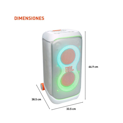 JBL PartyBox Stage 320 - Portable Party Speaker with Telescopic Handle & Wide, Sturdy Wheels, Powerful JBL Pro Sound, Futuristic lightshow, Up to 18 Hours of Play time, Splash Proof (Black)