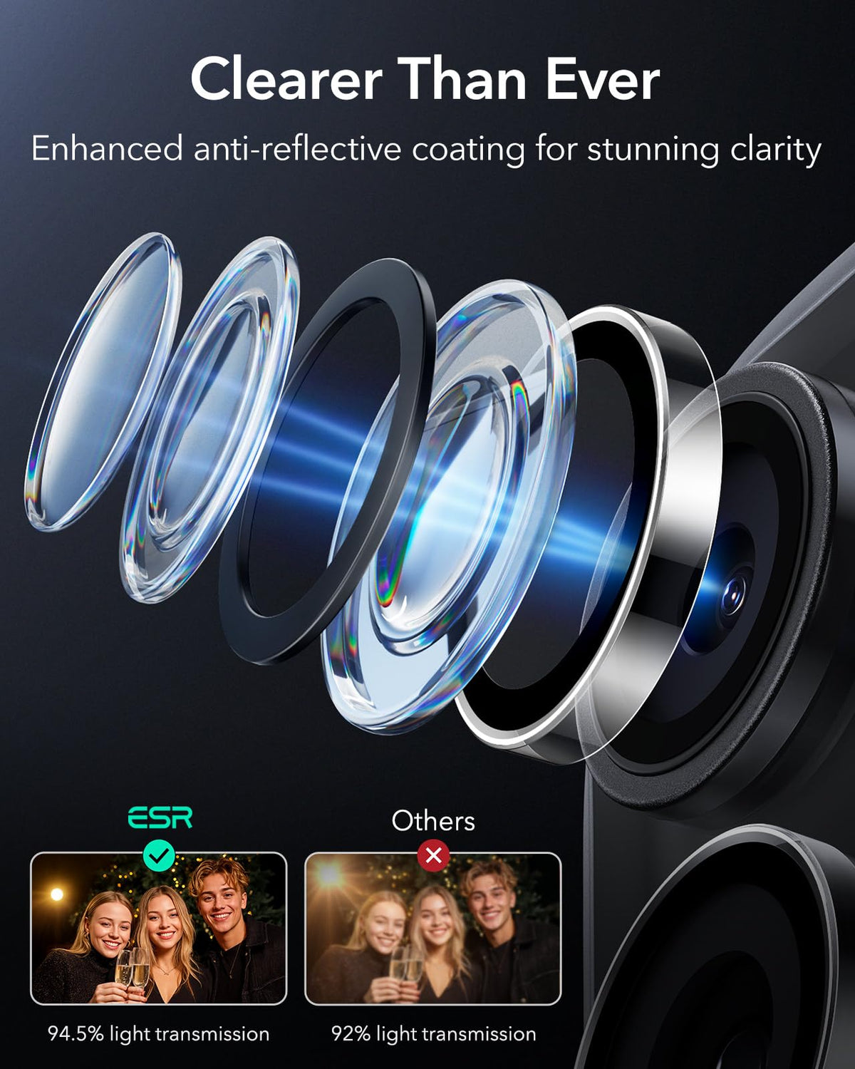 ESR for iPhone 17 Pro Max/17 Pro Camera Lens Protector, 1 Pack, Black