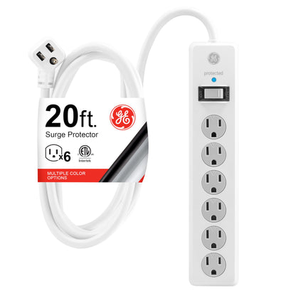 GE Surge Protector Power Strip, 2 Pack, 6 Ft Extension Cord