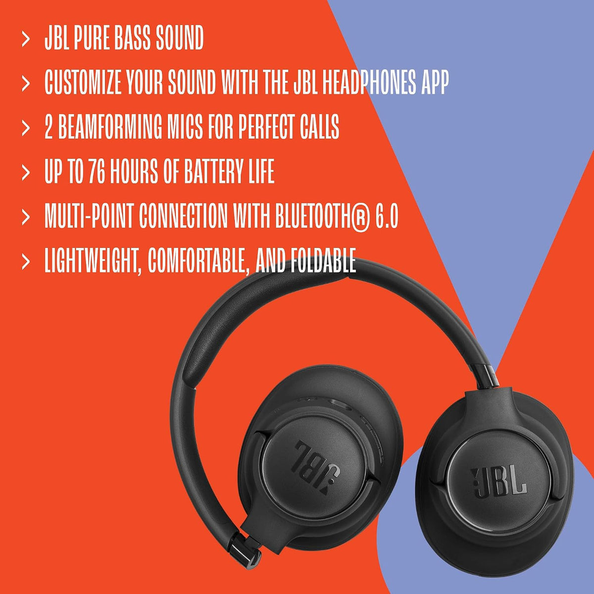 JBL Tune 730BT - Wireless over-ear headphones with Bluetooth® 6.0 (Black)