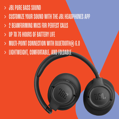 JBL Tune 730BT - Wireless over-ear headphones with Bluetooth® 6.0 (Black)
