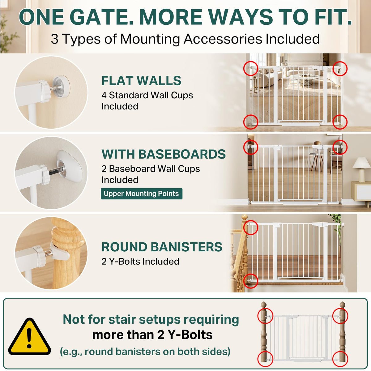 Cumbor 29.7-51.5 in Extra Wide Baby Gate for Stairs, Dog Gate Indoor Black