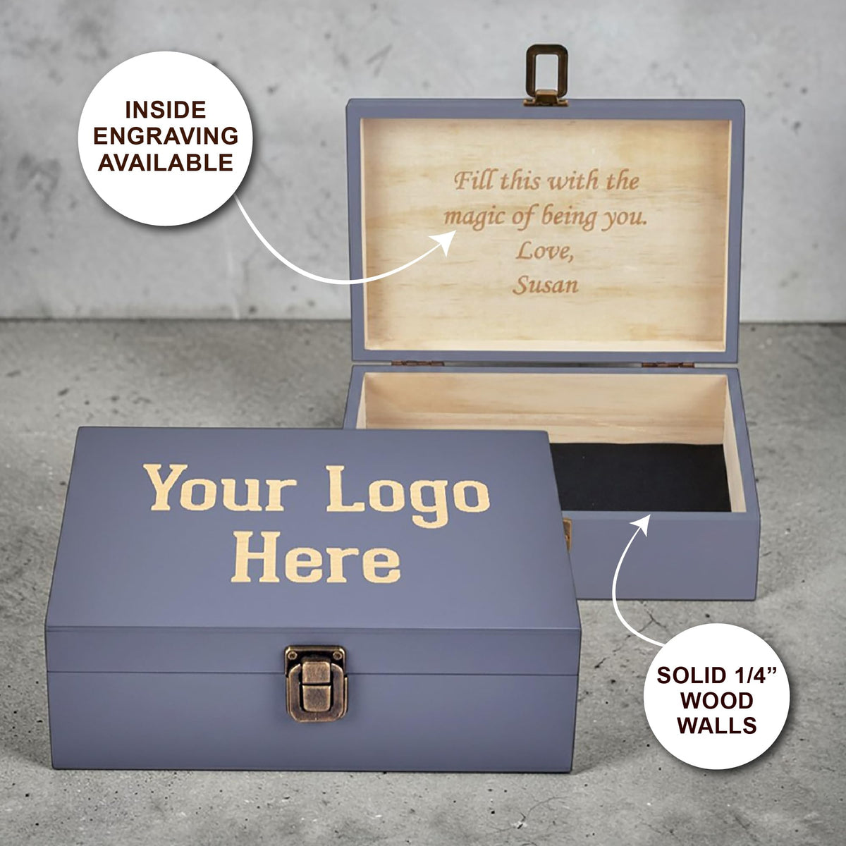 Personalized Wooden Keepsake Box, Custom Engraved Memory Box with Lid