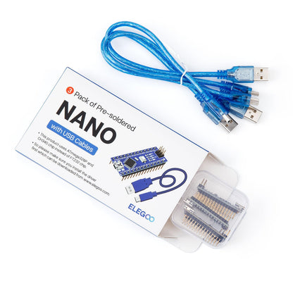 ELEGOO Presoldered Nano Board USB-C with Cable Compatible with Arduino 3PC