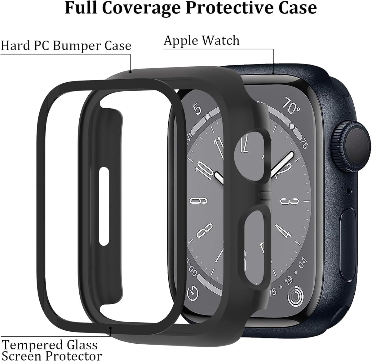 6-Pack Case with Screen Protector for Apple Watch Series 9/8/7 41mm