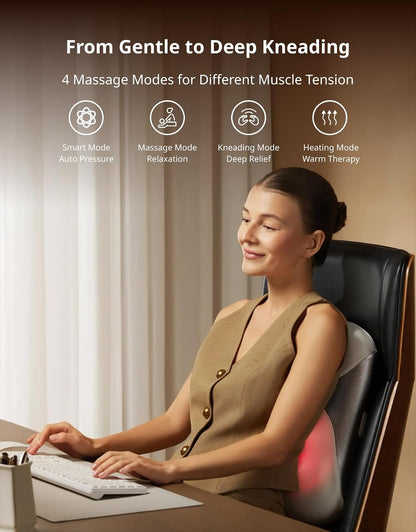 Dreame 6D Back Massager with Heat for Pain Relief, Lumbar Support Pillow