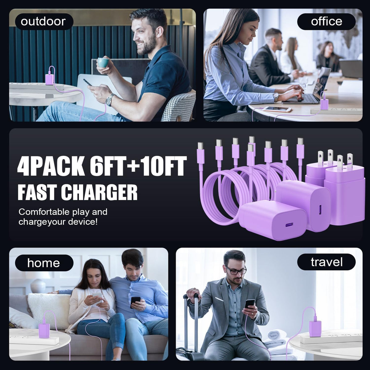 Type C Charger Fast Charging,4Pack 25W Super USB C Fast Charger Block